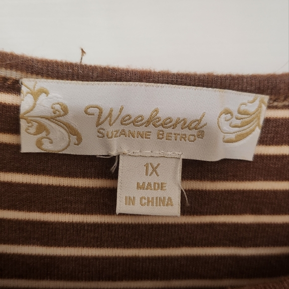Weekend Suzanne Betro Women's Tunic Size 1X Brown /Beige - Picture 2 of 9